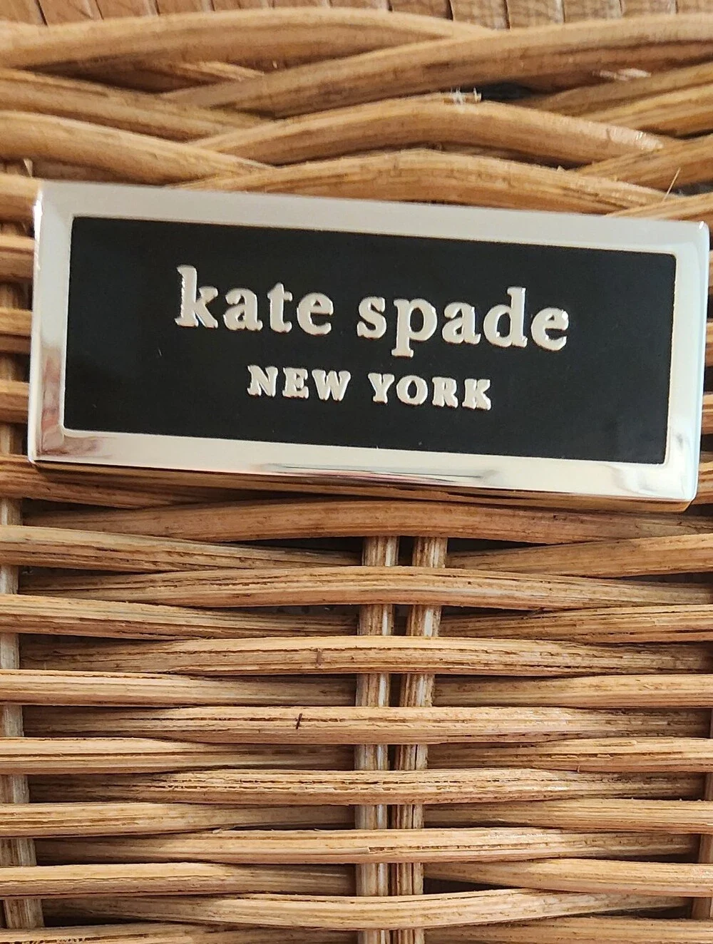 RARE Kate Spade Sam Gingham Wicker Medium Satchel Basket Bag W/ Dust Bag